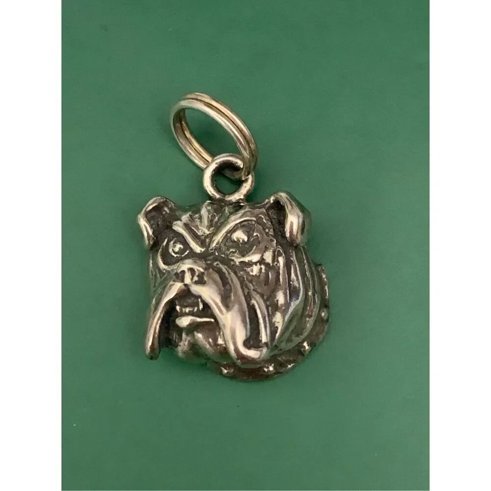 .925 English Bulldog Head Sterling Silver Jewelry Charm #bulldog
